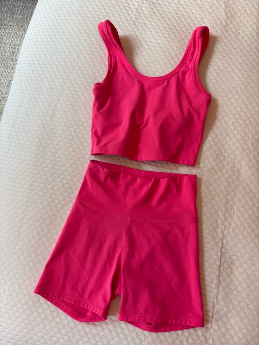 Terez Hot Pink Active Set - TLC Crop Tank medium & small TLC booty Short